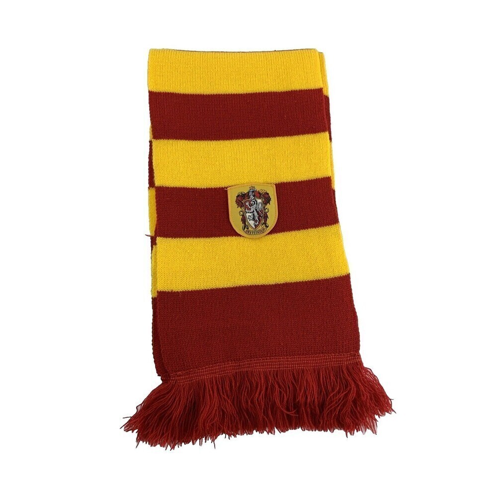 BOGO Harry Potter Gryffindor Striped Scarf Knit Fringe Patch One Size Red Yellow